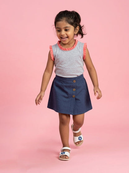Play Free Denim Skort (Skirt + Shorts) in Blue