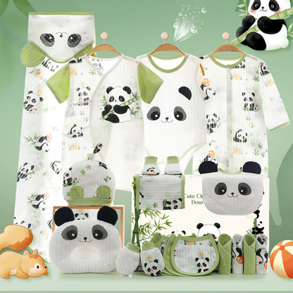 21 pcs Green Big Panda Newborn Baby Girl/ Boy Gift Box, all season wear Hamper, (0 - 12 months)
