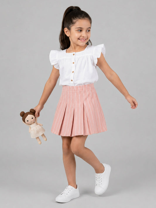 Twirl and Fun Box Pleat Skirt (Pink)