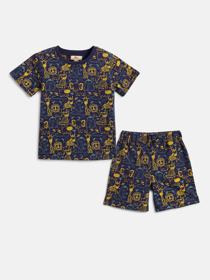 African Safari Coord Set for Boys (Navy Blue)