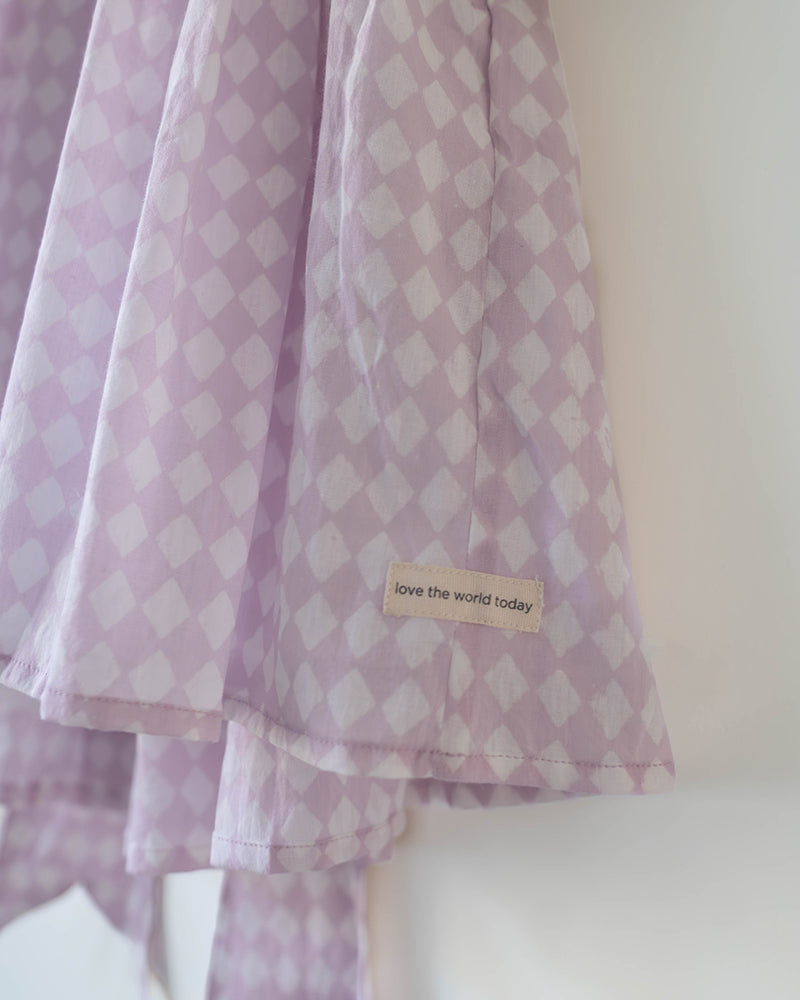 Bloom dress in lilac rhombus