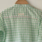 Barefoot boy shirt in sage green rhombus