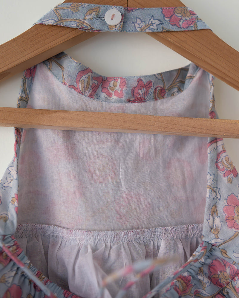 Flutter sky blue butterfly halter top skirt co-ord