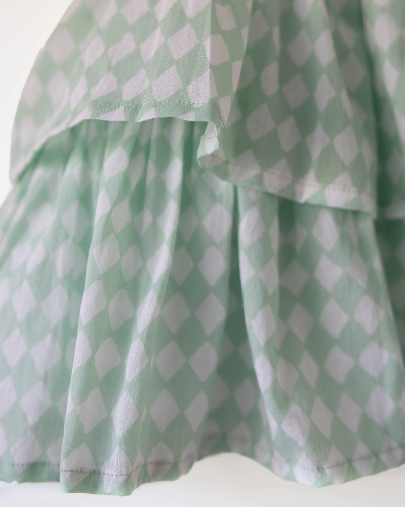 Wander co-ord Set in sage green rhombus