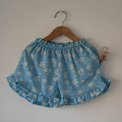 Blossom powder blue spaghetti top shorts set