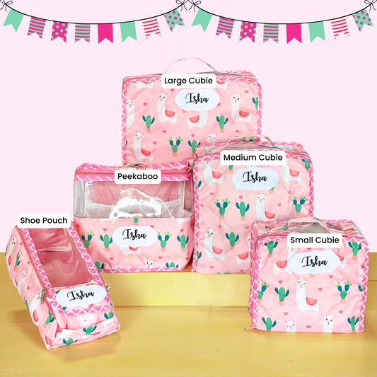 Set of pink storage