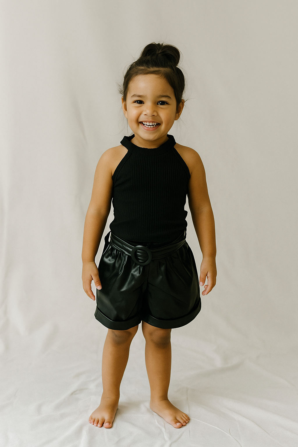 Midnight Noir Halter & Belted Short Set