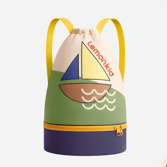 Beige Sailboat Kids Waterproof Swimming Bag/ Beach Bag