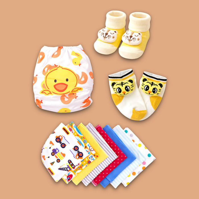22pcs Super cute Green & Purple Neutral Gender Home Newborn Hamper/Gift Box for Baby, 0-6 months