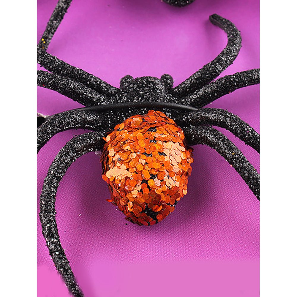 Glitter Spider Halloween Decor – Pack of 6
