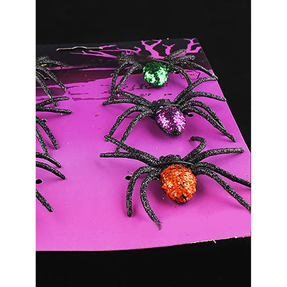 Glitter Spider Halloween Decor – Pack of 6