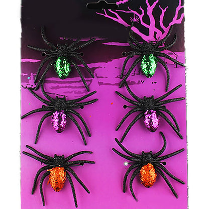 Glitter Spider Halloween Decor – Pack of 6