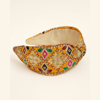 Choko Ethnic Thread Embroidered Fabric Hairband for Girls Traditional Festive Wear Style