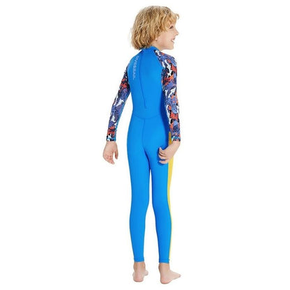 Full Sleeves Kids Swimwear Sky Blue & Yellow Sunshine Printed Full Length, with UPF 50+ with Free Washbag