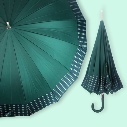Bottle Green Checks Large Canopy Size Umbrella for Adults