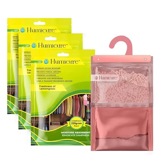 Humicure Moisture Absorber Hanging Bags - 220g / 500ml Fragrance Combo 3 (Lemon Grass - Royal Oud - Warm Vanilla) 3