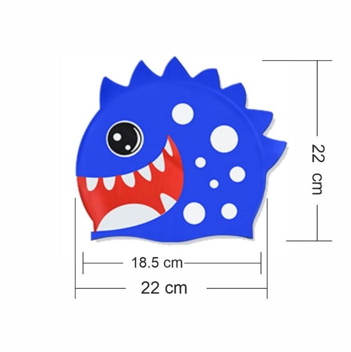 3d White Polka Cobalt Blue, Silicone Kids Swim Cap, 5 years - 15 years