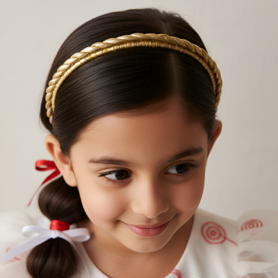 Choko Gold Braided Metallic Hairband for Girls | Party & Occasion Headband