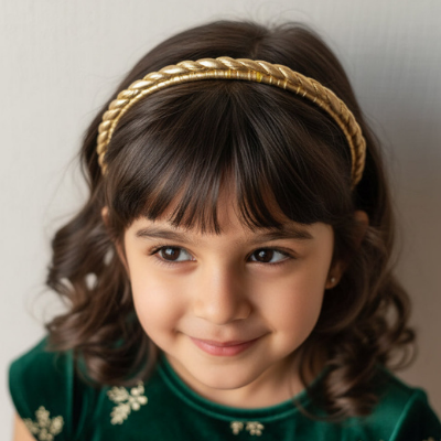 Choko Gold Braided Metallic Hairband for Girls | Party & Occasion Headband