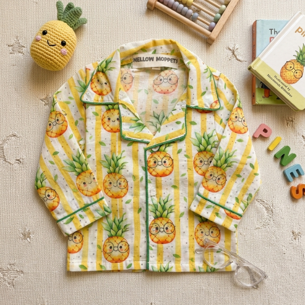 Pineapple Peekaboo Full Sleeves Nightsuit