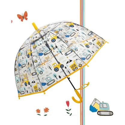 Yellow Dome style construction theme Transparent Umbrella for Kids, 1-5years