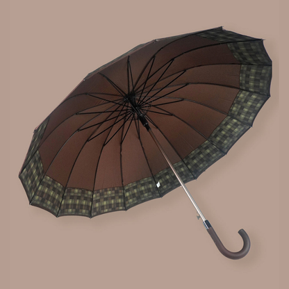 Brown Checks Large Canopy Size Umbrella for Adults
