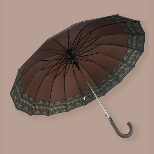 Brown Checks Large Canopy Size Umbrella for Adults
