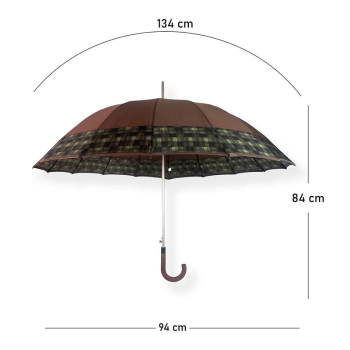 Brown Checks Large Canopy Size Umbrella for Adults