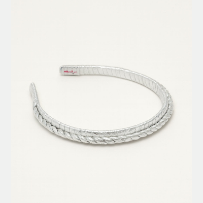 Choko Silver Braided Metallic Hairband for Girls | Elegant Party & Festive Headband