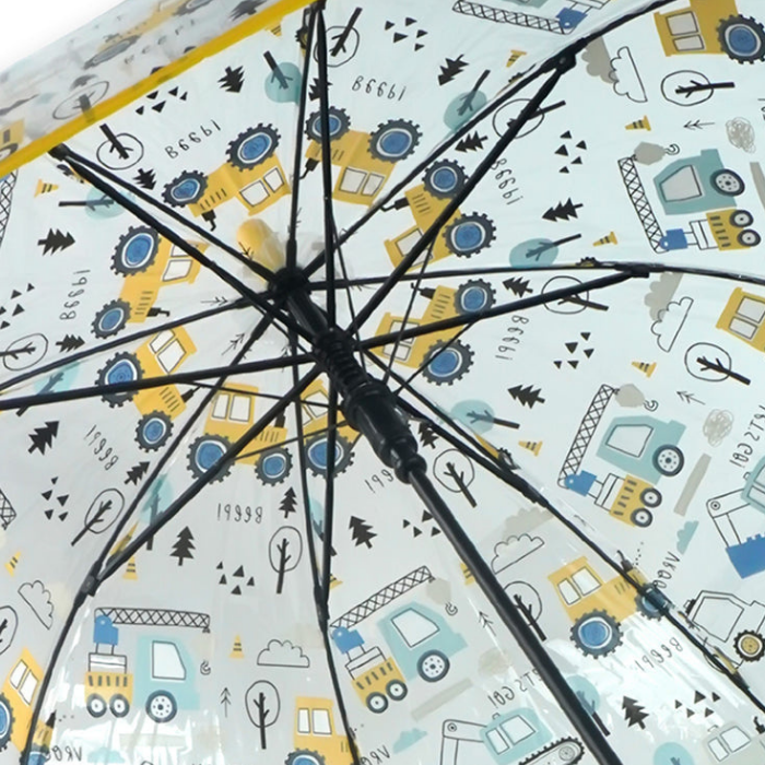 Yellow Dome style construction theme Transparent Umbrella for Kids, 1-5years
