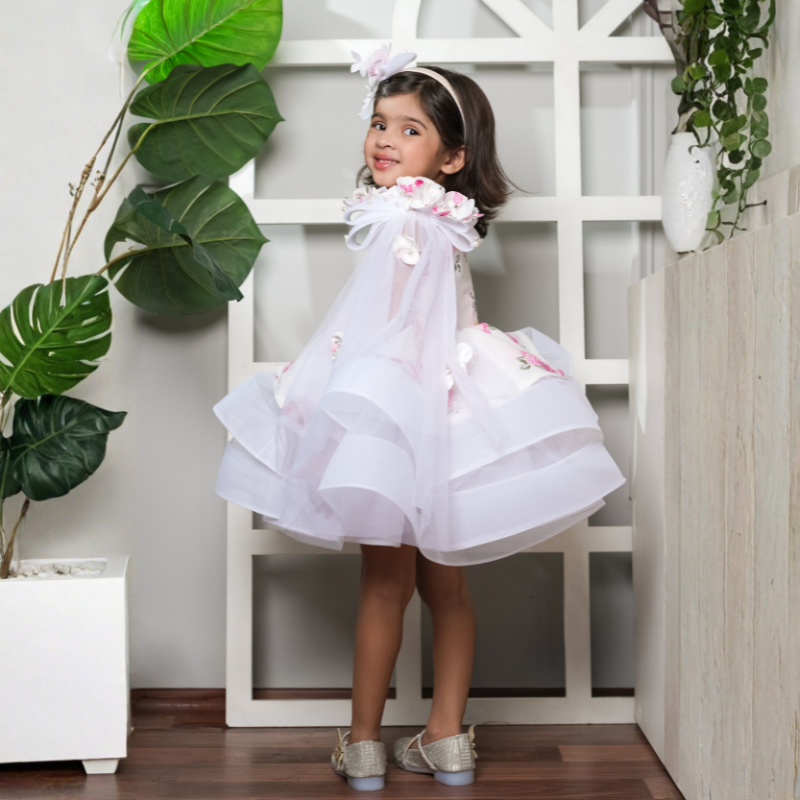 Flared Dress With A Shoulder Bow