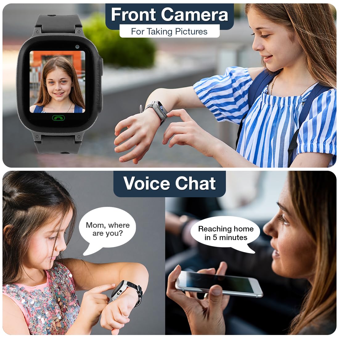 Sekyo S2 Pro Kids Smartwatch with Calling | GPS Location Tracking, SOS Alert, Camera, Safe Zone & Family Chat | 4G/5G SIM Support | App-Controlled | Long Battery Life