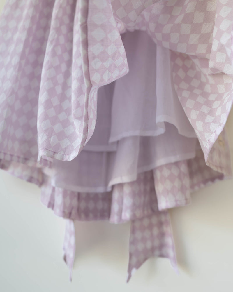 Bloom dress in lilac rhombus