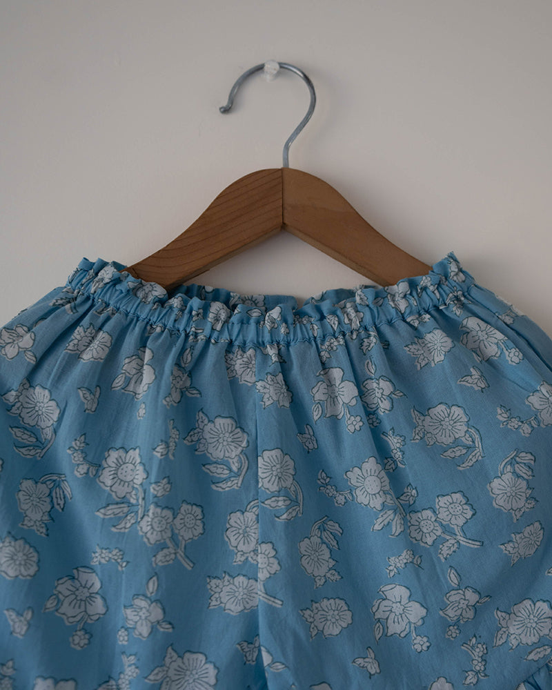 Blossom powder blue spaghetti top shorts set