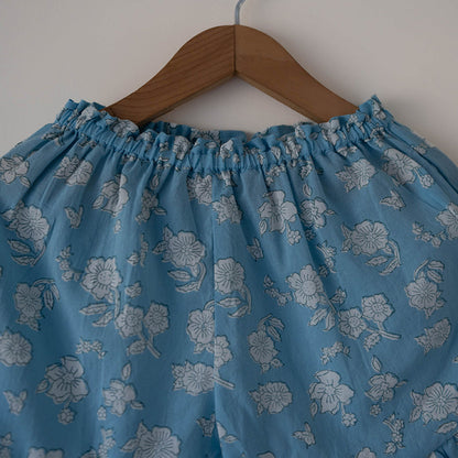 Blossom powder blue spaghetti top shorts set