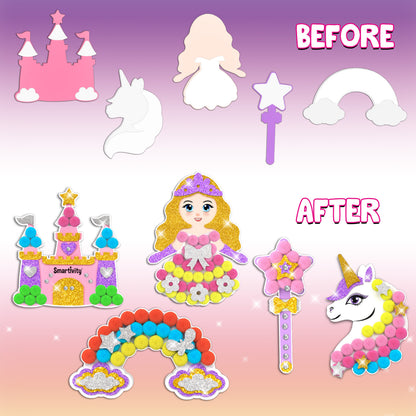 Smartivity POM POM MAGNET CRAFTS - Princess and Unicorn Magicland STEM Toy for Kids 4+