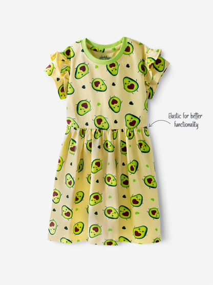 Playful Avo – Premium Ruffle Sleeve Dress