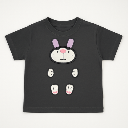 Cute cat Embossed T-Shirt and Green Shorts Set