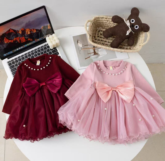 Marroon Party Frock Red for kids