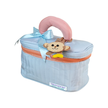 13 pcs Blue Monkey soft Satin pouch Newborn Hamper /Gift Box for Baby, 0-6 months