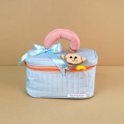 13 pcs Blue Monkey soft Satin pouch Newborn Hamper /Gift Box for Baby, 0-6 months