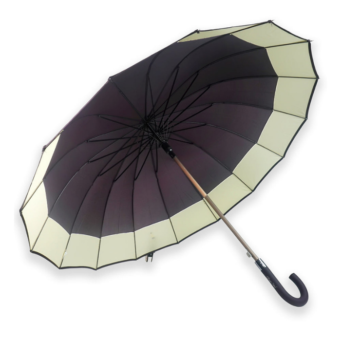 Chocolate Brown with Cream Border Large Canopy Size Umbrella for Adults