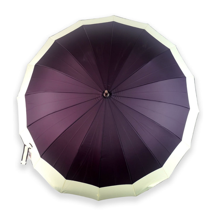 Chocolate Brown with Cream Border Large Canopy Size Umbrella for Adults