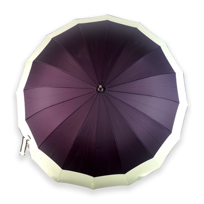 Chocolate Brown with Cream Border Large Canopy Size Umbrella for Adults