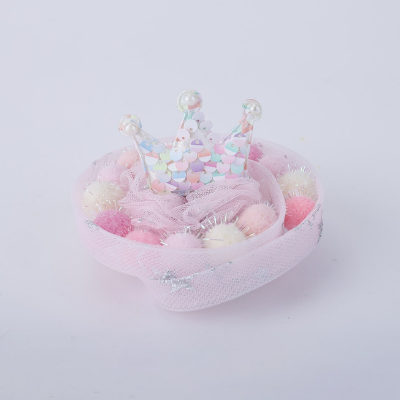 Choko Princess Crown Pom-Pom Fascinator Hair Clip – Pink Multi