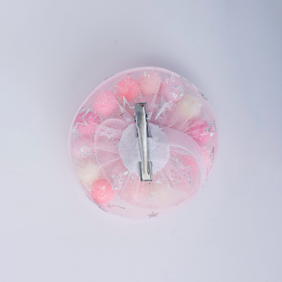 Choko Princess Crown Pom-Pom Fascinator Hair Clip – Pink Multi