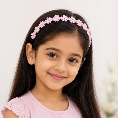 Choko Floral Lace Beaded Hair Band - Pretty in - Pink with Cream and White Pearls