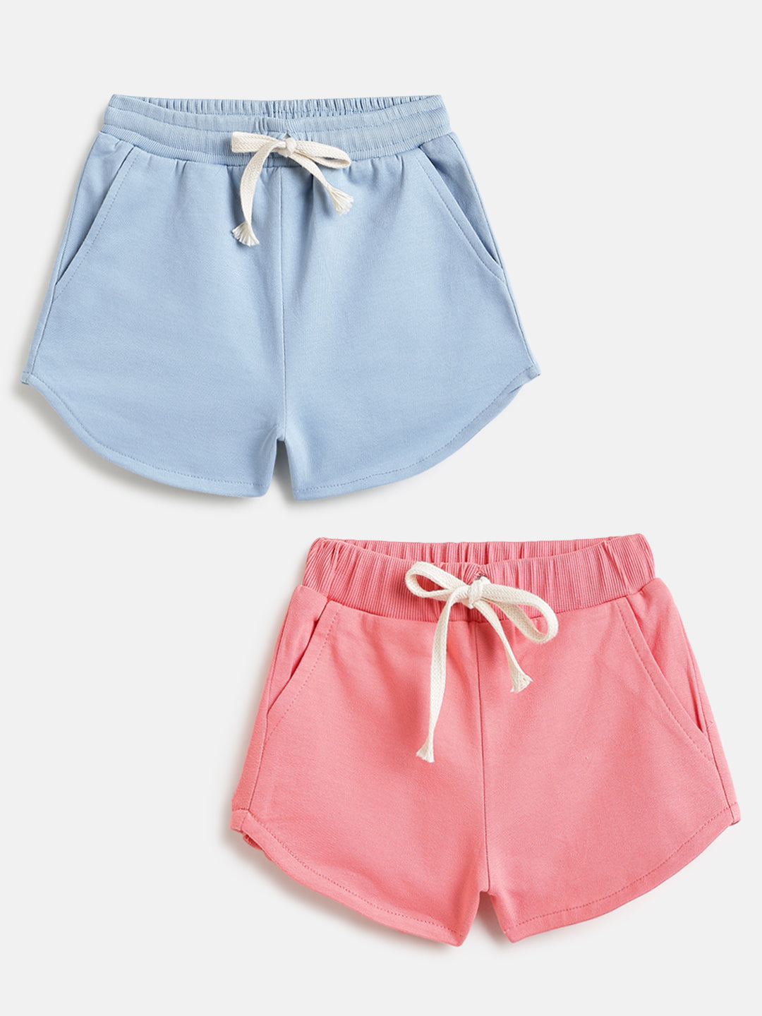 Everyday Basics: Value Pack of 2 100% Cotton Shorts For Girls (Pink and Blue)