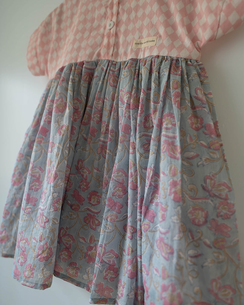Tassel dress in sky blue butterfly