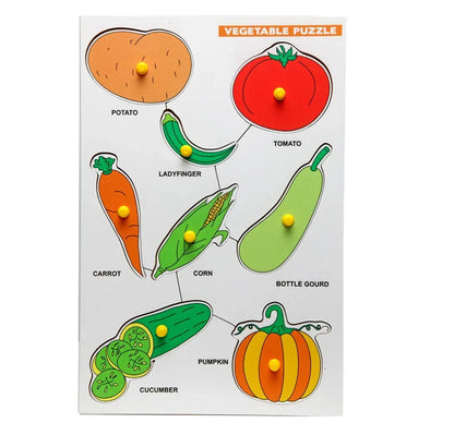 Wooden Peg Fruit and Vegetables Puzzle Combo